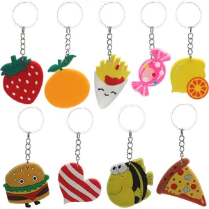 Porte-Clés en PVC Dessin Animé Mignon Pendentif Nourriture Fruit Animal Pour Sac À Dos Voiture Cadeau Fête Enfants