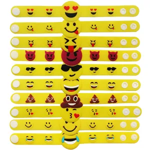 Bracelet en Silicone Emoji Jaune pour Enfants Bracelet en PVC Réglable Style Slap Ring Bijoux de Mode Mignons