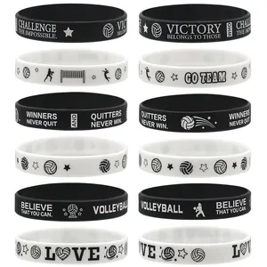 Bracelets en Silicone de Volleyball Bracelet en Caoutchouc de Sport Inspirant Citations Motivationnelles Imprimées Bracelet pour Équipe Athlétisme Unisexe Décor de Poignet