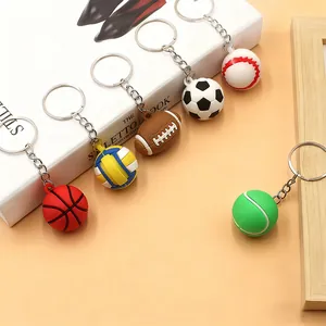 Kreatives Sportball-Schlüsselanhänger-Set mit Fußball- Basketball- und Tennisanhängern