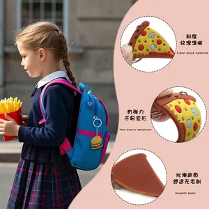 Porte-clés mignon en silicone pizza et burger pour sacs à dos et cadeaux de fête