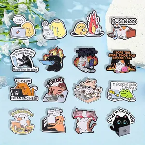 Sammlung von 16 süßen Büro-Tier-Emaille-Pins mit humorvollen Arbeits-Zitaten