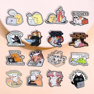 Lustige Cartoon Büro Tier Emaille Pins Set mit humorvollen Sprüchen