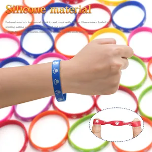 Colorful elastic silicone wristbands with cute cat paw print for kids and party favors