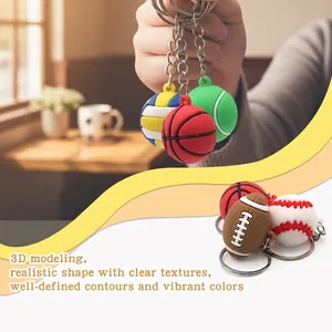 Detaillierte 3D-Silikon-Sportball-Schlüsselanhänger für Basketball, Tennis und Fußball