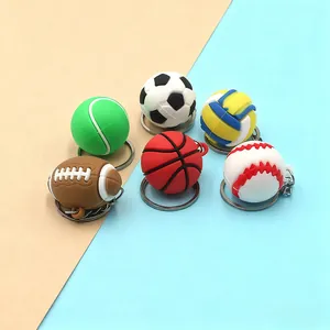 Set aus 3D-Silikon-Sportball-Schlüsselanhängern mit Fußball, Basketball und Baseball
