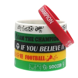 Colorful soccer silicone wristbands with motivational quotes for sports party favors