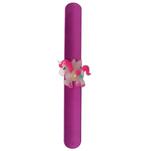 Paarse siliconen klaparmband voor kinderen met een schattige lichtgevende eenhoorn-bedel