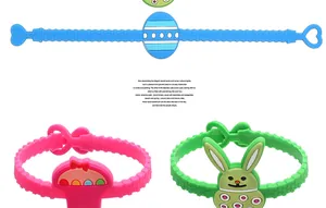 Braccialetti in silicone pasquali con coniglio e uovo colorato per regali festa bambini