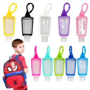 Flacon de Voyage en PET Trapézoïdal de 30ml Avec Housse en Silicone Ajourée Récipient Portable pour Désinfectant Mains
