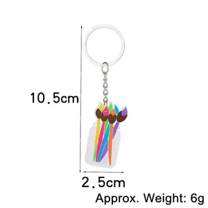 Dimensioni dettagliate per il portachiavi in PVC con pennelli colorati, peso di 6g