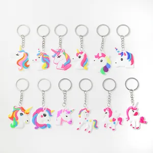 Set of 12 colorful unicorn soft PVC keychains for kids birthday party favors bags