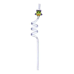 Reusable Halloween spiral straw featuring cute cartoon vampire decoration for party favors