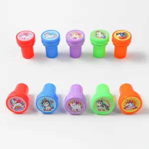 Set of colorful unicorn themed self-inking stamps for children party favor gift bags