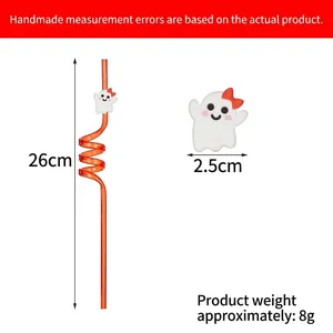 Orange spiral Halloween ghost straw, 26cm length and 8g weight specification details