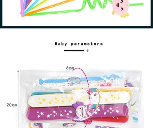 Paramètres de taille détaillés des cadeaux de fête Axolotl incluant bracelets et pailles