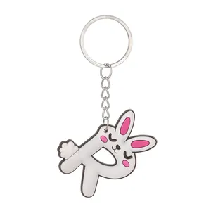 Cute cartoon PVC rabbit animal letter R keychain pendant for party gifts and car decorations