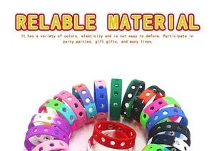 Detail of adjustable colorful silicone wristbands with multiple holes and snaps