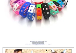 Macro view showing a variety of colorful adjustable silicone wristbands for parties