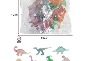Set of 12 luminous dinosaur figures in a 10cm polybag with weight detail.