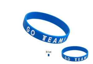 Blue silicone sports wristband with GO TEAM! print for football fans and parties