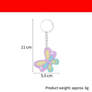 Detaillierte Abmessungen des Schmetterlings-PVC-Schlüsselanhängers, 11 cm x 5,5 cm