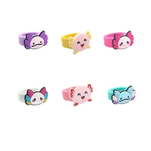 Ensemble de bagues axolotl colorées pour cadeaux de fête et sacs d'anniversaire