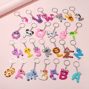 Collection of 26 alphabet animal keychains in colorful PVC design for party favors