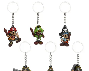 Collection détaillée de six porte-clés de pirates en PVC pour les cadeaux et les sacs à dos