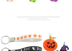 Dettaglio di portachiavi in silicone per Halloween con motivi di zucche e fantasmi