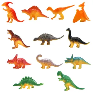 Set of 11 realistic mini dinosaur figurines featuring various species in assorted colors