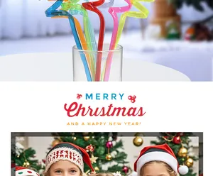 Pajitas reutilizables de PET coloridas para decoraciones festivas de Navidad