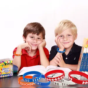 Colorful motivational rugby silicone wristbands for kids sports themed party favors
