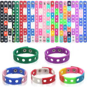 Adjustable Silicone Hole Wristband Colorful Bracelet Waterproof Sports Identification Band for Birthday Party Gifts