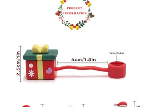 Dimensiones detalladas de la funda de silicona para pajitas de 10mm caja Navidad