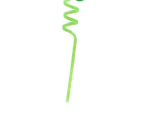 Primer plano de pajita de PET en espiral verde reutilizable para decoración de Navidad