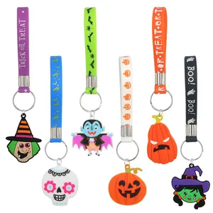 Set di portachiavi in silicone per Halloween con personaggi spaventosi e cinturini