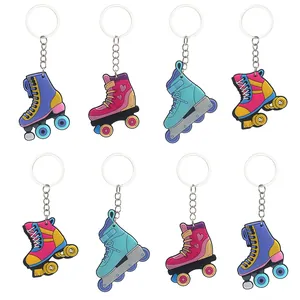 Cartoon PVC Roller Skate Keychain Retro Colorful Skates Bag Pendant Accessory For Party Favors Kids Gift Backpack Charm
