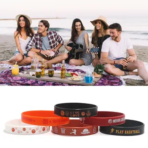 Inspirational basketball silicone wristbands for sports fans in various colors
