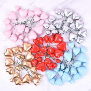 Decorazione per Torta a Forma di Cuore Palline di Schiuma Metalliche Oro Argento Rosso Rosa Blu per Compleanno Matrimonio Anniversario