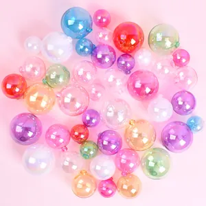 Iridescent Plastic Ball Cake Topper Set Hollow Sphere Decoration For Birthday Party Wedding Christmas Dessert Ornaments Multiple Sizes