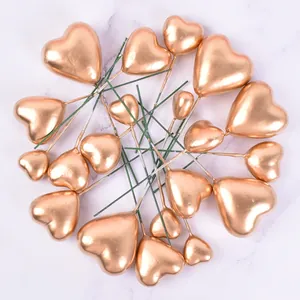 20 pezzi decorazioni per torta a forma di cuore oro rosa metallizzato per feste