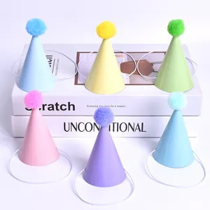 Mini Pet Birthday Hat Macaron Colors Cat Dog Party Decoration Paper Cone Hat For Small Animal Doll Festival Headwear