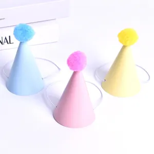 Mini macaron pet birthday hats for cats and dogs, colorful party cone headgear accessory