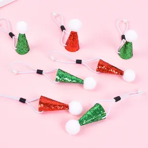 Set of 10 glittery mini Christmas hats for small pets like hamsters or lizards.