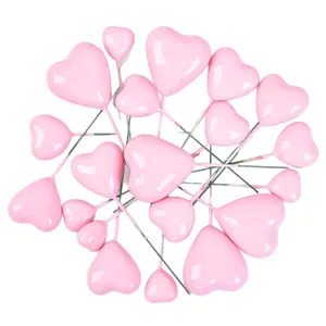 Set di 20 topper per torta in schiuma a forma di cuore rosa per compleanno