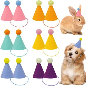 6er Set farbenfrohe Filz-Geburtstagshüte für Haustiere, Hunde und Katzen geeignet.