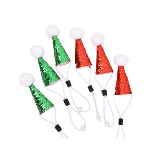 Glittery mini Christmas hats for small pets like hamsters and lizards, pack of 6 pieces