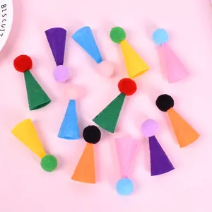 Colorful mini felt birthday hats with pom-poms for hamsters, lizards, and small pets.