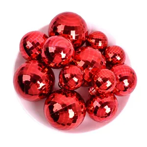 Lot de boules à facettes rouges électroplaquées pour décoration de Noël et de fête